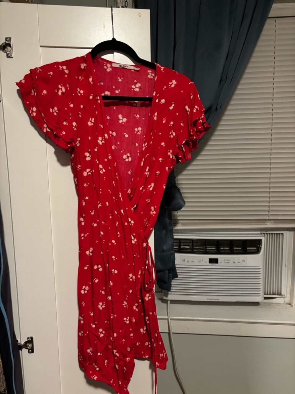 miami Red Floral Wrap Mini Dress